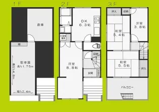 大阪府大阪市西淀川区中島1丁目【一戸建】の間取り