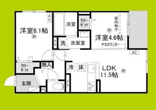 シーグレース浜甲子園【1階】の間取り