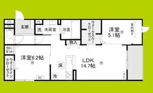 シーグレース浜甲子園【1階】の間取り