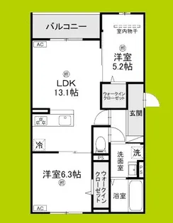 シーグレース浜甲子園【2階】の間取り