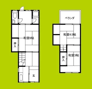 大阪府大阪市東住吉区山坂5丁目【一戸建】の間取り