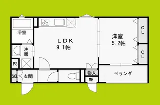 グランディール豊川【1階】の間取り