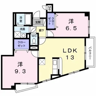 グラン ソレイユ (高安北)【2階】の間取り