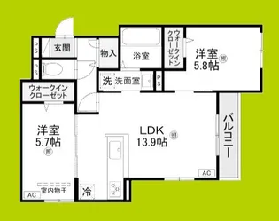 プライム金剛【1階】の間取り