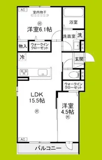 プライム金剛【1階】の間取り