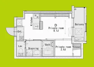ジーイーディス【2階】の間取り