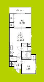 クリエオーレ藤阪東町II【1階】の間取り