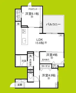 ココルトリシア【1階】の間取り