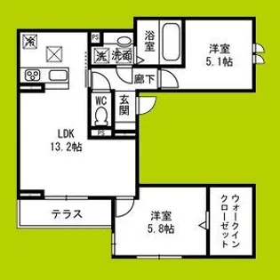 Passaro Grande北田辺【1階】の間取り