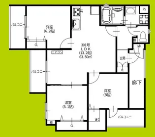 ラモーナ雁屋西町【3階】の間取り