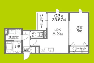 グローハイツ若江【1階】の間取り