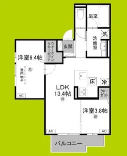 アーバン デライト桜川【1階】の間取り