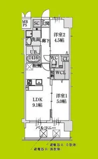 スプランディッド大阪ベイサイドDUE【14階】の間取り