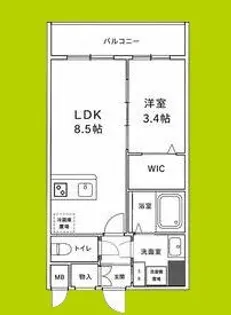 エスリードレジデンスザ・グラン大阪福島アクシス【8階】の間取り