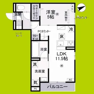 クラシスト勝山北【1階】の間取り
