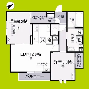 クラシスト勝山北【1階】の間取り