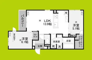 クラシスト勝山北【2階】の間取り