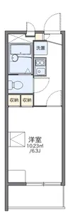 レオパレスクレール都島【1階】の間取り