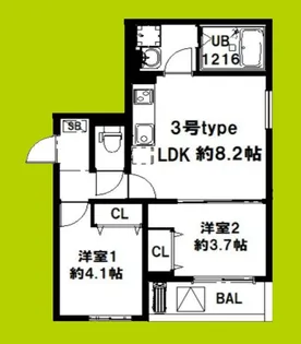 D porta annex【2階】の間取り