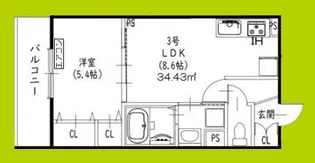 クリエオーレ加美鞍作【2階】の間取り