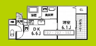 レクエルド東園田【3階】の間取り