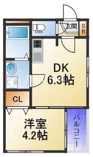 ハーモニーテラス新森Ⅱ【1階】の間取り