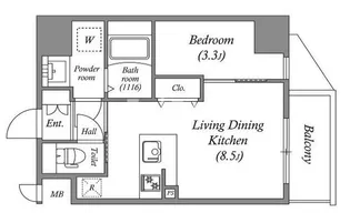 ArtizA京橋WEST【4階】の間取り