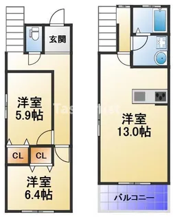 2LDKの間取り画像