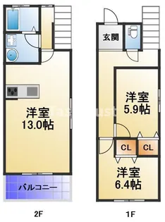 2LDKの間取り画像
