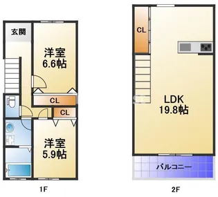2LDKの間取り画像
