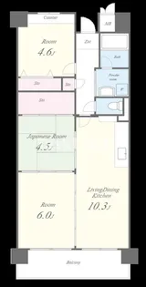 グレイスコート上本町【9階】の間取り