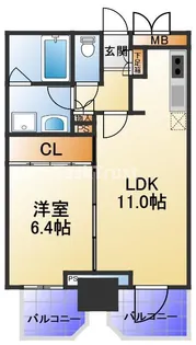 プレサンスNEO中之島公園【5階】の間取り