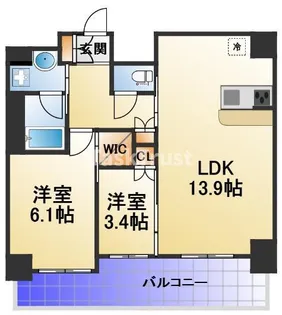 GRAND VILLASSE 福島【9階】の間取り