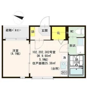 ハーモニーテラス新喜多東Ⅱ【2階】の間取り