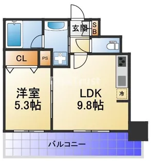 クレグラン北梅田【5階】の間取り