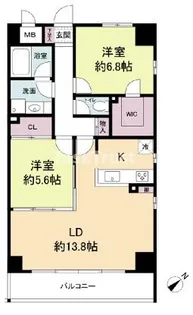 レジディア玉造【6階】の間取り
