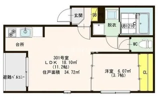 ヴィレッタ城東【3階】の間取り