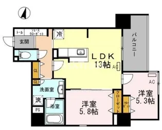 Y's Court東梅田【13階】の間取り