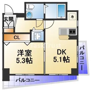 レジディア天神橋【4階】の間取り