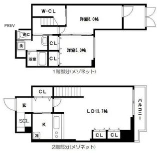 Y`s 大手通【2階】の間取り
