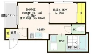 ガナーズ館 長柄【3階】の間取り