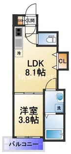 F asecia 城北公園通【1階】の間取り