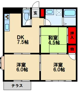 タイムスペース曽根崎【101号室】の間取り