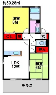 ボヌールソシア【1階】の間取り