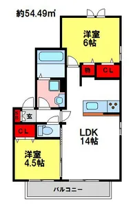 モンテ・リーヴル【A205号室】の間取り
