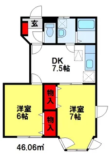モントディダンス【B101号室】の間取り