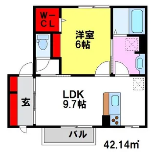 ヴィルヌーブ伍番街【C211号室】の間取り