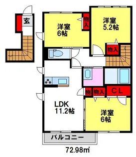プロヌーブ萱方【2階】の間取り