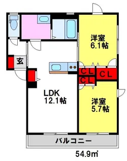 メイプルアズール【102号室】の間取り