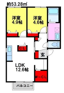 グレイス蔵上【A201号室】の間取り